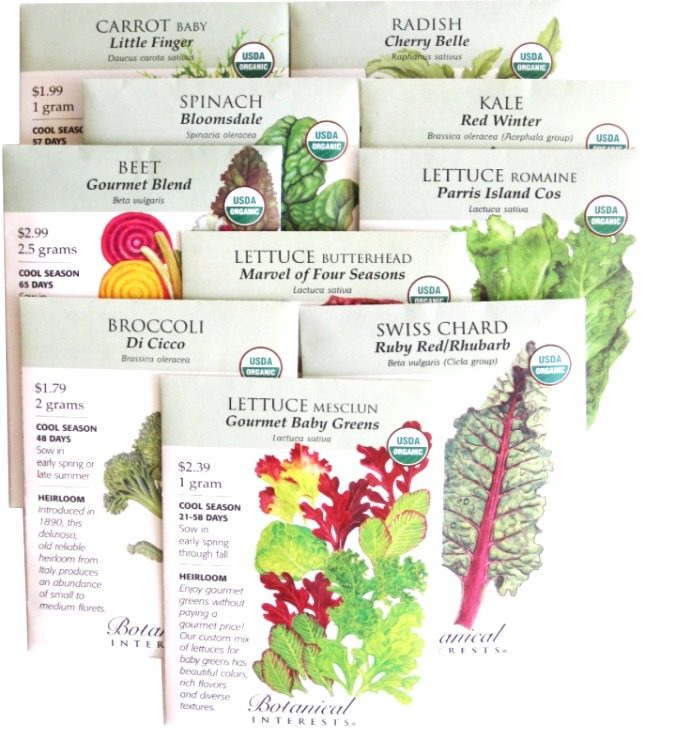 Fall seed packet collection from Botanical Interests.