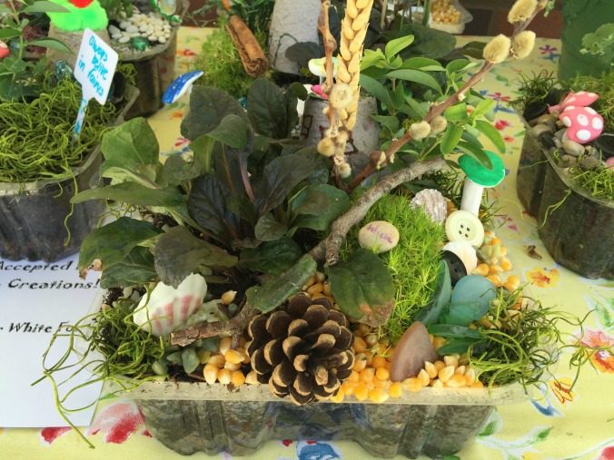 Found items in nature like pinecones work great in mini gardens!